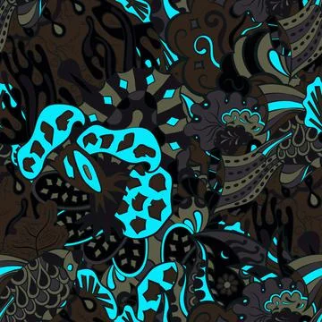 Tracery seamless pattern. Mehndi design. Dark sharp colors. 7 colors. Ethnic  Stockillustratie