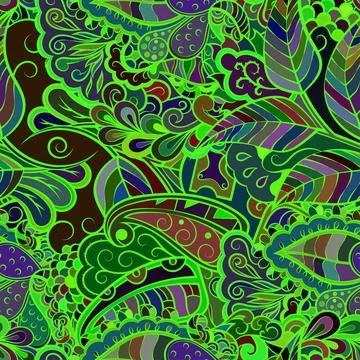 Tracery seamless pattern. Mehndi design. Dark sharp colors. Ethnic doodle tex Stock Illustration