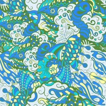 Tracery seamless pattern. Mehndi design. 6 colors. Ethnic doodle texture. Cur Stock Illustration
