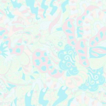Tracery seamless pattern. Mehndi design. Pastel. 7 colors. Ethnic doodle text Illustrazione stock