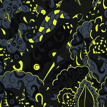 Tracery seamless pattern. Mehndi design. Dark sharp colors. 7 colors. Ethnic  Stockillustratie