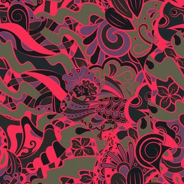 Tracery seamless pattern. Mehndi design. Dark sharp colors. 6 colors. Ethnic  Illustrazione stock