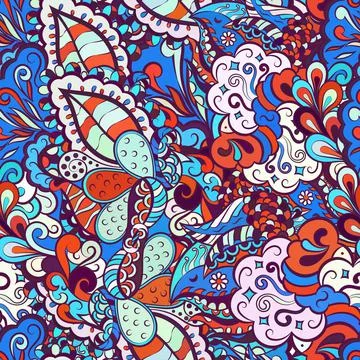 Tracery seamless pattern. Mehndi design. Ethnic doodle texture. Curved doodli Stockillustratie