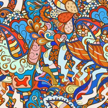Tracery seamless pattern. Mehndi design. Ethnic doodle texture. Curved doodli Stock Illustration