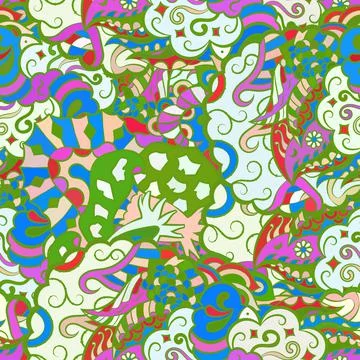 Tracery seamless pattern. Mehndi design. Ethnic doodle texture. Curved doodli 스톡 일러스트