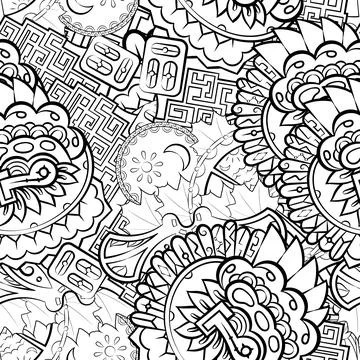 Tracery seamless pattern. Mehndi design. Binary monochrome black and white. E Illustrazione stock