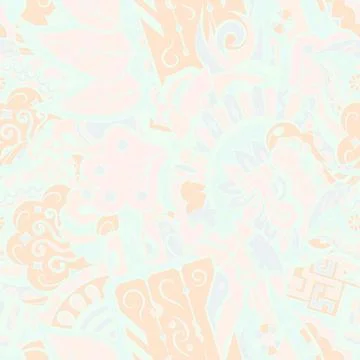 Tracery seamless pattern. Mehndi design. Pastel. 6 colors. Ethnic doodle text Stock Illustration