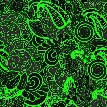Tracery seamless pattern. Mehndi design. Dark sharp colors. 6 colors. Ethnic  イラスト素材