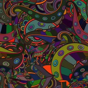 Tracery seamless pattern. Mehndi design. Dark sharp colors. Ethnic doodle tex 스톡 일러스트
