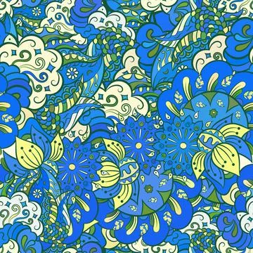 Tracery seamless pattern. Mehndi design. Ethnic doodle texture. Curved doodli Stock Illustration