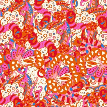 Tracery seamless pattern. Mehndi design. 6 colors. Ethnic doodle texture. Cur 스톡 일러스트
