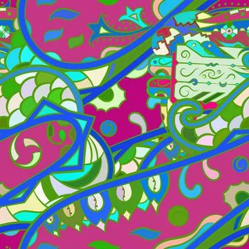 Tracery seamless pattern. Mehndi design. Ethnic doodle texture. Curved doodli Illustrazione stock