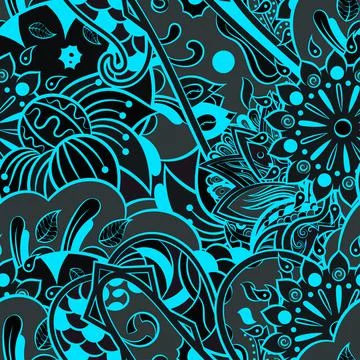 Tracery seamless pattern. Mehndi design. Dark sharp colors. 6 colors. Ethnic  스톡 일러스트