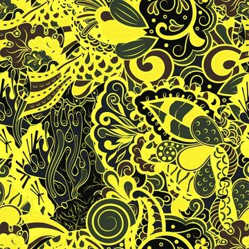Tracery seamless pattern. Mehndi design. Dark sharp colors. 6 colors. Ethnic  Stock Illustration