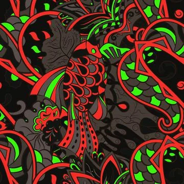 Tracery seamless pattern. Mehndi design. Dark sharp colors. 7 colors. Ethnic  스톡 일러스트