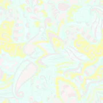 Tracery seamless pattern. Mehndi design. Pastel. 7 colors. Ethnic doodle text Stock Illustration