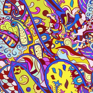 Tracery seamless pattern. Mehndi design. Ethnic doodle texture. Curved doodli Stock Illustration