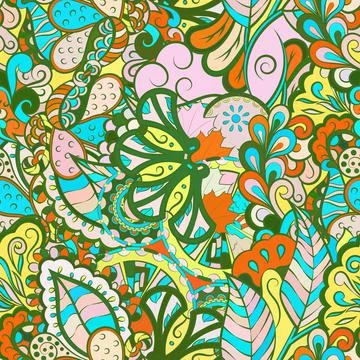 Tracery seamless pattern. Mehndi design. Ethnic doodle texture. Curved doodli Illustrazione stock