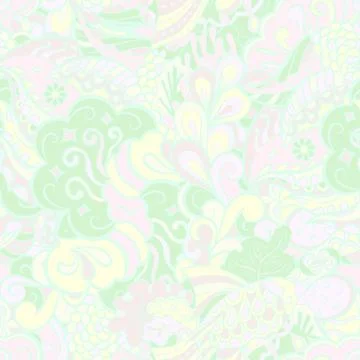 Tracery seamless pattern. Mehndi design. Pastel. 7 colors. Ethnic doodle text Stock Illustration