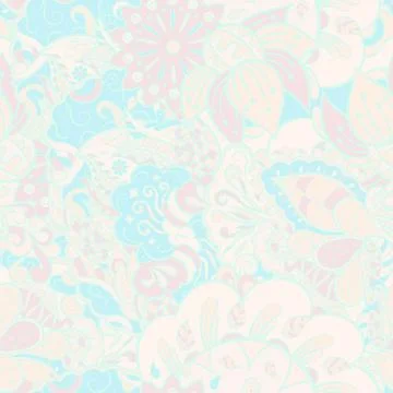 Tracery seamless pattern. Mehndi design. Pastel. 7 colors. Ethnic doodle text Stock Illustration