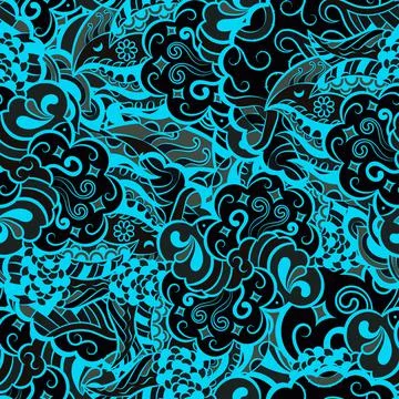 Tracery seamless pattern. Mehndi design. Dark sharp colors. 6 colors. Ethnic  库存插图