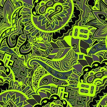 Tracery seamless pattern. Mehndi design. Dark sharp colors. 6 colors. Ethnic  스톡 일러스트