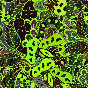 Tracery seamless pattern. Mehndi design. Dark sharp colors. Ethnic doodle tex 스톡 일러스트