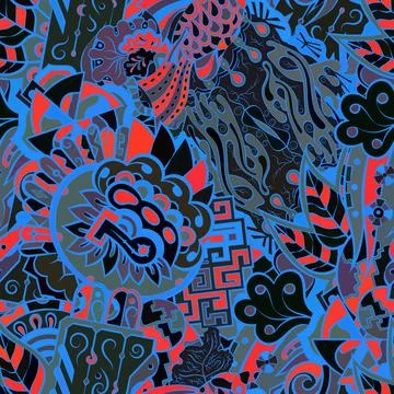 Tracery seamless pattern. Mehndi design. Dark sharp colors. Ethnic doodle tex 库存插图