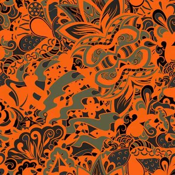 Tracery seamless pattern. Mehndi design. Dark sharp colors. 6 colors. Ethnic  Stock Illustration