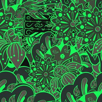 Tracery seamless pattern. Mehndi design. Dark sharp colors. 6 colors. Ethnic  イラスト素材