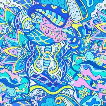 Tracery seamless pattern. Mehndi design. Ethnic doodle texture. Curved doodli Illustrazione stock
