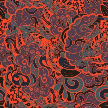 Tracery seamless pattern. Mehndi design. Dark sharp colors. 6 colors. Ethnic  스톡 일러스트