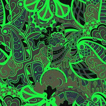 Tracery seamless pattern. Mehndi design. Dark sharp colors. 6 colors. Ethnic  Illustrazione stock