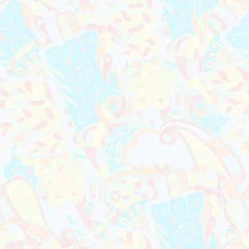 Tracery seamless pattern. Mehndi design. Pastel. 6 colors. Ethnic doodle text 스톡 일러스트