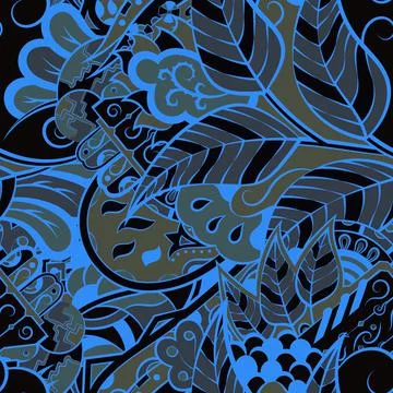 Tracery seamless pattern. Mehndi design. Dark sharp colors. 6 colors. Ethnic  스톡 일러스트
