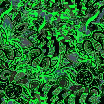Tracery seamless pattern. Mehndi design. Dark sharp colors. Ethnic doodle tex 스톡 일러스트