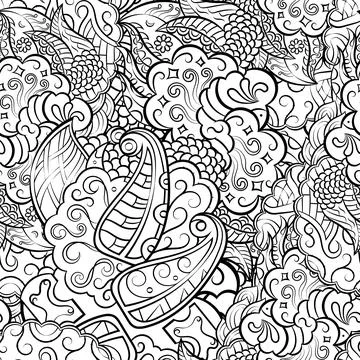 Tracery seamless pattern. Mehndi design. Binary monochrome black and white. E Illustrazione stock