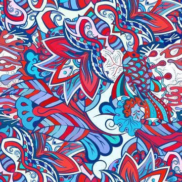 Tracery seamless pattern. Mehndi design. Ethnic doodle texture. Curved doodli Stock Illustration