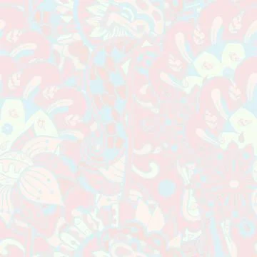 Tracery seamless pattern. Mehndi design. Pastel. 6 colors. Ethnic doodle text Illustrazione stock