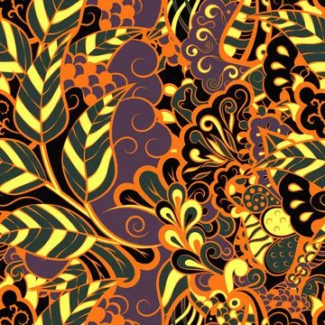 Tracery seamless pattern. Mehndi design. Dark sharp colors. 6 colors. Ethnic  스톡 일러스트