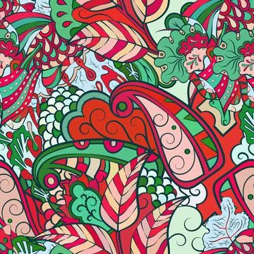 Tracery seamless pattern. Mehndi design. Ethnic doodle texture. Curved doodli 스톡 일러스트