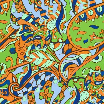 Tracery seamless pattern. Mehndi design. Ethnic doodle texture. Curved doodli Illustrazione stock