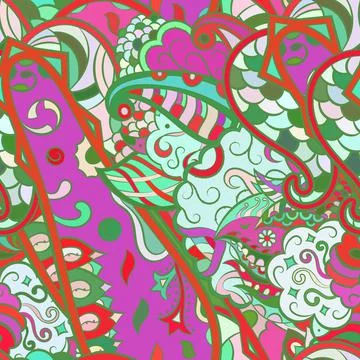 Tracery seamless pattern. Mehndi design. Ethnic doodle texture. Curved doodli Stock Illustration