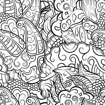 Tracery seamless pattern. Mehndi design. Binary monochrome black and white. E Stock Illustration