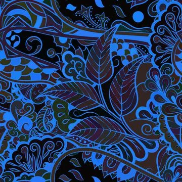 Tracery seamless pattern. Mehndi design. Dark sharp colors. Ethnic doodle tex 스톡 일러스트