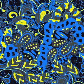 Tracery seamless pattern. Mehndi design. Dark sharp colors. 6 colors. Ethnic  스톡 일러스트
