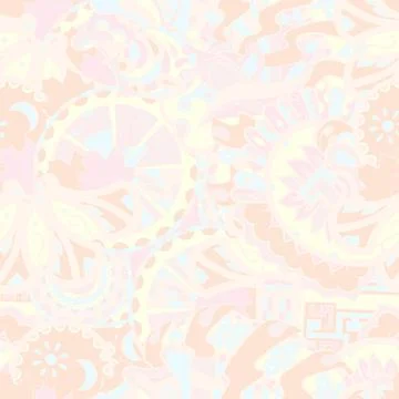 Tracery seamless pattern. Mehndi design. Pastel. 6 colors. Ethnic doodle text Stock Illustration
