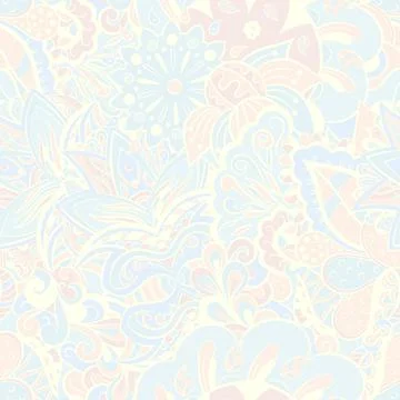 Tracery seamless pattern. Mehndi design. Pastel. 6 colors. Ethnic doodle text Illustrazione stock