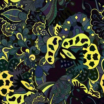 Tracery seamless pattern. Mehndi design. Dark sharp colors. Ethnic doodle tex 스톡 일러스트