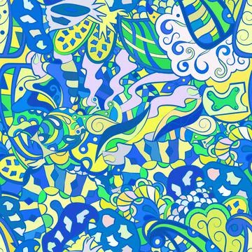 Tracery seamless pattern. Mehndi design. Ethnic doodle texture. Curved doodli Stock Illustration